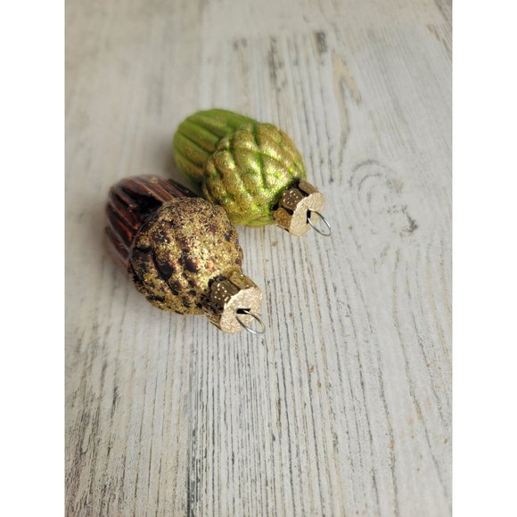 Mini glitter Acorn green brown fall set ornament Xmas - Picture 5 of 5